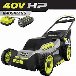 lot 2572 image: RYOBI 40V HP Brushless 20 in. Cordless Electric Battery Walk Behind Self-Propelled Mower with 6.0 Ah Battery and Charger