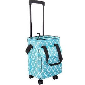 lot 2474 image: dbest products Ultra Compact Cooler Smart Cart 360 Insulated Collapsible Rolling Tailgate BBQ Beach, Moroccan Tile