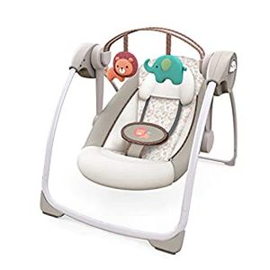 lot 2482 image: Ingenuity Portable Swing Cozy Kingdom with Bonus 2-Year Insurance Plan