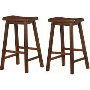 lot 2499 image: Wooden 29 in. Bar Stools Chestnut (Set of 2)
