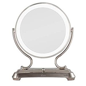 lot 6452 image: Zadro Polished Nickel Surround Light Dual Sided Glamour Vanity Mirror, 5X  1X Magnification (B00H94UICA)