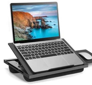 lot 6467 image: Adjustable Lap Desk - with 6 Adjustable Angles, Detachable Mouse Pad, & Dual Cushions Laptop Stand for Car Laptop Desk, Work Table, Lap Writing Board & Drawing Desk on Sofa or Bed by HUANUO