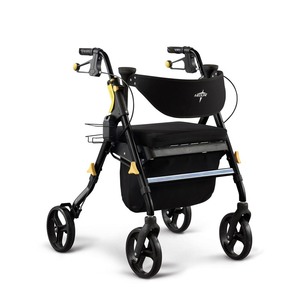 lot 6478 image: Medline Empower Rollator, Folding Rolling Walker, 8 Wheels, 300lb Weight Capacity, Black Frame
