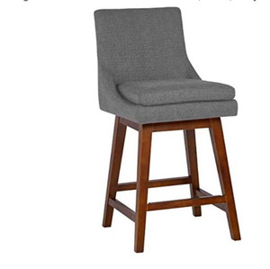lot 6484 image: Contemporary High-Back Swivel Seat Counter Stool, 39H, Grey