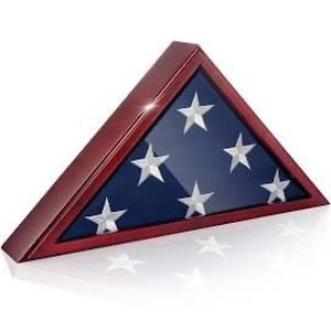 lot 6502 image: Flag Case wood and plexiglass (plexiglass a little bent)