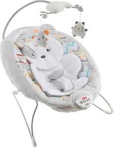 lot 6515 image: ��Fisher-Price Sweet Snugapuppy Deluxe Bouncer, Portable Bouncing Baby Seat with Overhead Mobile, Music, and Calming Vibrations