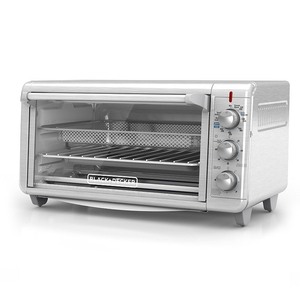 lot 6536 image: BlackDecker - Extra Wide Crisp N Bake 8- Slice Air Fry Toaster Oven - Stainless Steel