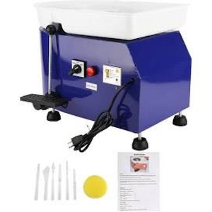 lot 6546 image: YaeKoo 25CM 350W Electric Pottery Wheel Machine Ceramic Work Forming Machine with Adjustable Lever Foot Pedal Removable Detachable ABS Basin DIY Clay Art Craft Shaping Tools (Blue Color) - unknown Hardware