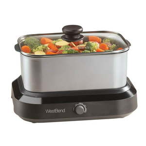 lot 2322 image: West Bend 87905 5-Quart Large Capacity Non-Stick Versatility Cooker with 5 Temperature Control Settings Dishwasher Safe Includes A Travel Lid & Thermal Carrying Case