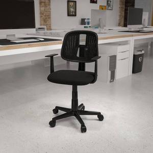 lot 2332 image: Flash Furniture - Flash Fundamentals Mid-Back Mesh Swivel Task Office Chair with Pivot Back and Arms, BIFMA Certified - Black