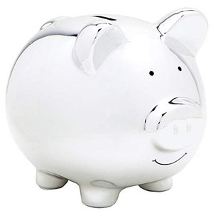 lot 5626 image: Pearhead Ceramic Piggy Bank - Silver