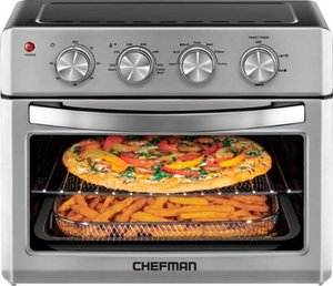 lot 2402 image: Chefman - 25 L Analog Air Fryer Toaster Oven, 6 Slice, Convection w Auto Shut-Off, 60 Min Timer, Stainless SteelBlack - Stainless Steel