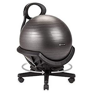 lot 2419 image: Gaiam Ultimate Balance Ball Chair with Swivel Base - Premium Exercise Stability Yoga Ball Ergonomic Chair for Home and Office Desk - Air Pump, Exercise Guide (B087KTY8L6)