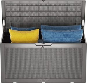 lot 2380 image: East Oak 100 Gallon Deck Box Grey