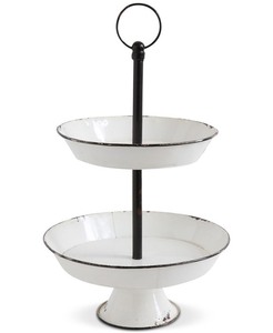 lot 5644 image: SR Studios Decorative Metal 2 Tier Pedestal