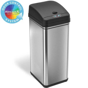 lot 5667 image: 13 Gallon Stainless Steel Touchless Trash Can