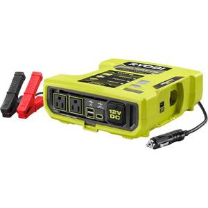 lot 2742 image: RYOBI ONE 18V 800-Watt Max 12V Automotive Power Inverter with Dual USB Ports