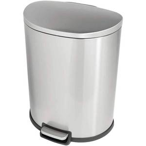 lot 1662 image: StyleWell SW 13 gal. Stainless Steel Step-On Trash Can D-Shaped, Silver
