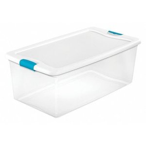 lot 1666 image: One Sterilite 18898004 106-Quart Clear Storage Tote Box WLatching Container Lid