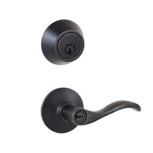 lot 2736 image: Defiant Naples Aged Bronze Entry Handle and Single Cylinder Deadbolt Combo Pack