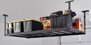 lot 3326 image: Husky 32 x 96.com Adjustable Ceiling Rack, Black