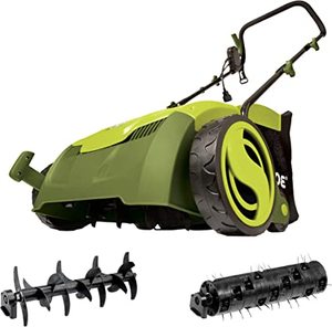 lot 2733 image: Sun Joe - 13 in. 12 Amp Electric Scarifier  Lawn Dethatcher with Collection Bag - Retail $149.99
