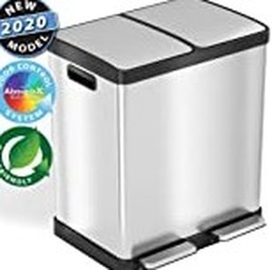 lot 1655 image: 60 Liter 16 Gallon Stainless Steel Step Trash Can with AbsorbX Odor Control System