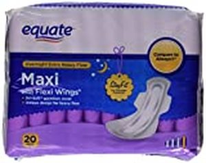 lot 29726 image: Equate Maxi Pads with Wings Extra Heavy Overnight Unscented   (20 ct) (2 Packs)