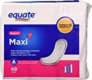 lot 29728 image: Equate Super Maxi Pads Skin Fresh   (48 count)