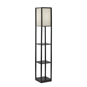 lot 29775 image: Mainstays Tall Shelf Floor Lamp, Black with White Fabric Shade  (62)