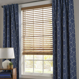 lot 29781 image: Better Homes and Garden 2 Faux Wood Cordless Window Blind, Oak   (59 x 64)