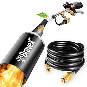 lot 29791 image: Bravex Propane Torch Weed Burner Torch with Piezo Ignition High Output 500,000 BTU, Piezo Electric Ignition Weed Torch Wand with 6.5 ft Hose Ice Snow Melter for Weeds, Roofing, Roads, CSA Certificate