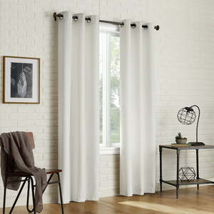 lot 29804 image: Sun Zero Arlo Textured Thermal Insulated Grommet Curtain Panel Pair, Pearl White   (40 x 84)  (2 Pack)