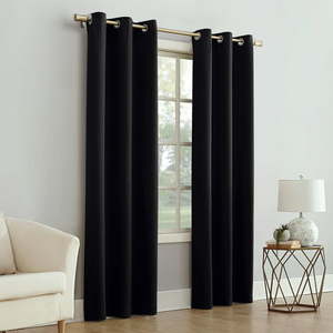 lot 29809 image: Mainstays Blackout Energy Efficient Grommet Single Curtain Panel, Black  (40 x 63)
