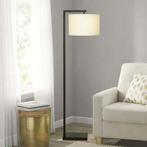 lot 30137 image: Mainstays Contemporary Metal 62in Floor Lamp with onoff Foot Switch, Black