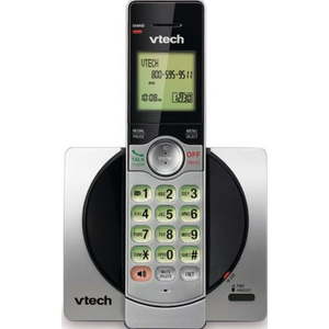 lot 30157 image: VTech CS6919 DECT 6.0 Expandable Cordless Phone with Caller ID and Handset Speakerphone, Silver and Black