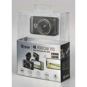 lot 30165 image: YADA 4k Roadcam Pro GPS with App 150 Degree Wide Angle Lense 3 LCD Screen Built in GPS High Dynamic Range for DayNight & All Weather Clarity. G-Sensor Technology with Park and Record Mode    (Retails $119)