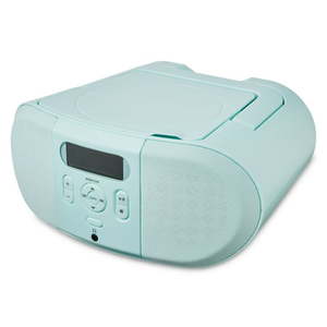 lot 30170 image: ONN Portable Boombox CD Player with FM Radio, Aqua