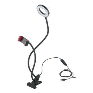 lot 30191 image: ONN Selfie Lamp with Adjustable Smartphone Holder, Black
