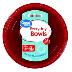 lot 30269 image: Bundle of 8 Great Value Everyday Bowls, Red, 25 Count, roughly 400 total