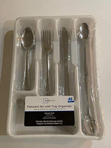 lot 30734 image: Mainstays Silverware with White Storage Tray  (48pc)