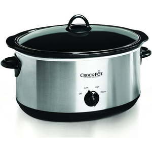 lot 30736 image: Crock-pot Oval Manual Slow Cooker, 8 quart, Stainless Steel (SCV800-S)  (Damaged--See photos)  (SOLD AS IS)