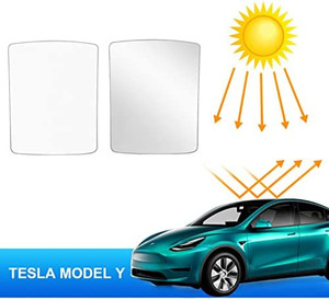 lot 31636 image: Tesla Model Y Glass Roof Sunshade with UVHeat Insulation Cover Set of 2 2020 2021 2022(Wont Sag), Tesla Model Y Accessories, Skylight Sunshade --PAVAAIDAN, Gray