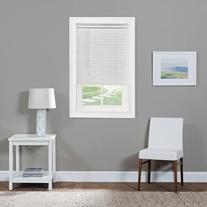 lot 31661 image: Cordless Light Filtering Mini Blind - 34 Inch Length, 64 Inch Height, 1 Slat Size - Pearl White - Cordless GII Morningstar Horizontal Windows Blinds for Interior by Achim Home Decor