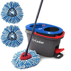lot 31683 image: O-Cedar EasyWring RinseClean Microfiber Spin Mop & Bucket Floor Cleaning System with 2 Extra Refills, Grey