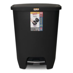 lot 31685 image: GLAD 20 gal Plastic Kitchen Step On Garbage Can, Black  (2 Pieces)
