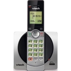 lot 54358 image: VTech CS6919 DECT 6.0 Expandable Cordless Phone with Caller ID and Handset Speakerphone, Silver and Black