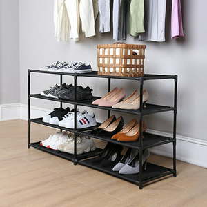 lot 54368 image: Mainstays 4 Tier Adjustable Shoe and Boot Rack, Rich Black