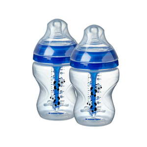 lot 54400 image: Tommee Tippee Advanced Anti-Colic Decorated Baby Bottles, Boy � 9oz, Blue  (2 pack)