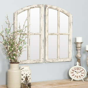 lot 54422 image: Jolene Arch Window Pane Mirrors Off-White 27 x 15 (Set of 2) by Aspire
